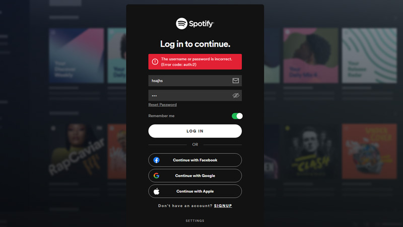 Fix Spotify Error Code Auth 2