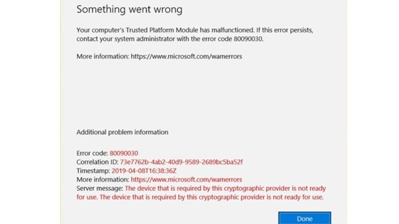 fix trusted platform module has malfunctioned