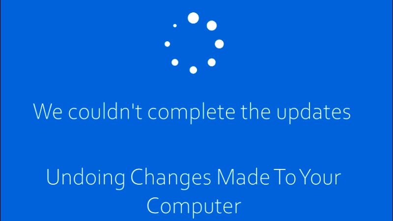 fix we couldn’t complete the updates undoing changes