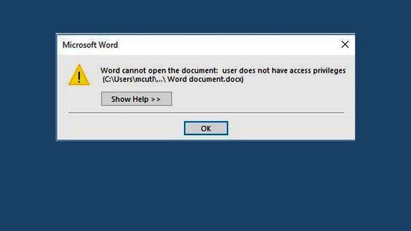 fix word cannot open the document user does not have access privileges