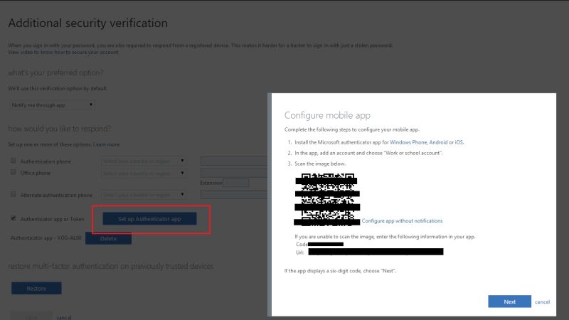 regenerate microsoft authenticator qr code