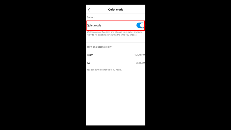 Turn on Quiet mode on Instagram