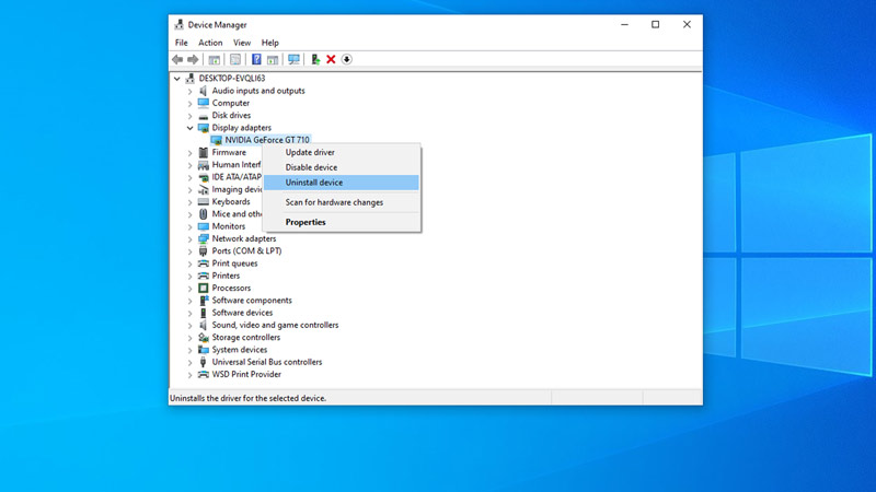 Uninstall graphics card to fix video scheduler internal bsod error