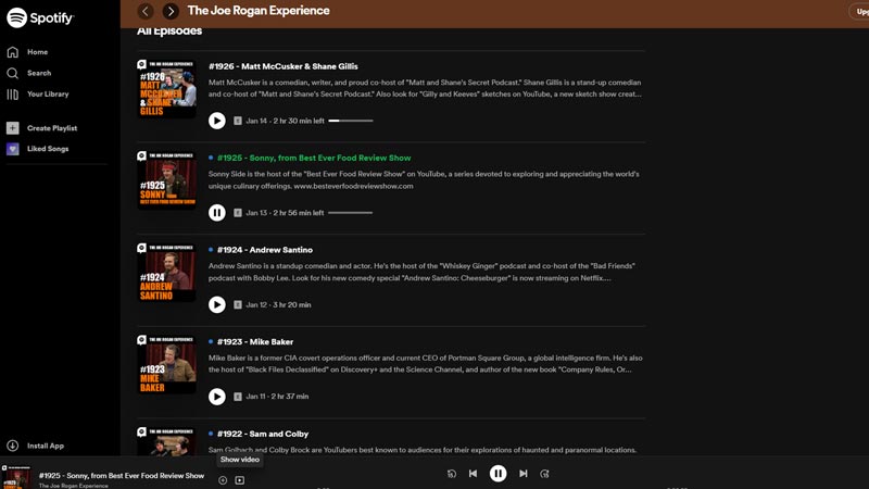 Watch 'The Joe Rogan Experience' on Spotify