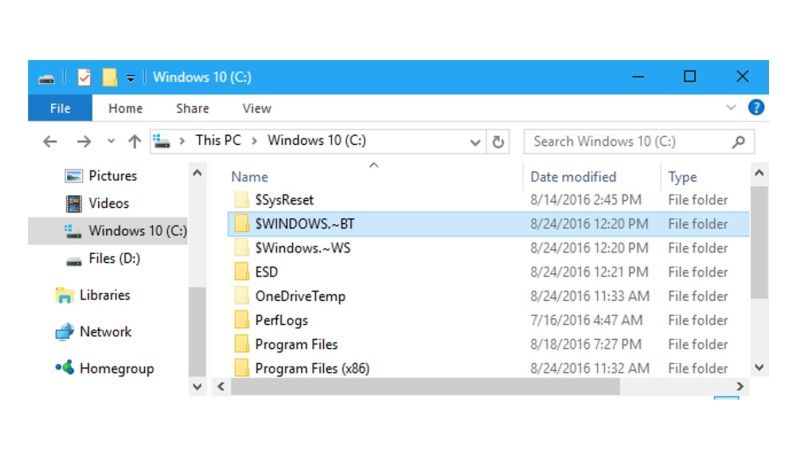 what is windows.bt folder and is it safe to delete it
