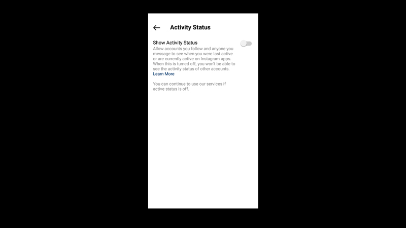 Hide activity on Instagram