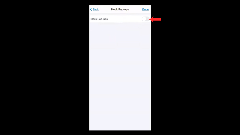 Disable Pop-up blocker on Chrome web browser on iPhone
