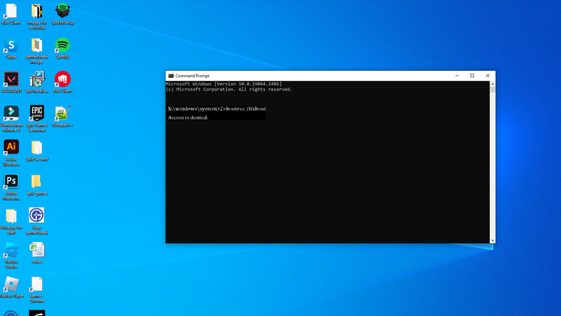 Fix bootrec /fixboot access denied error on windows