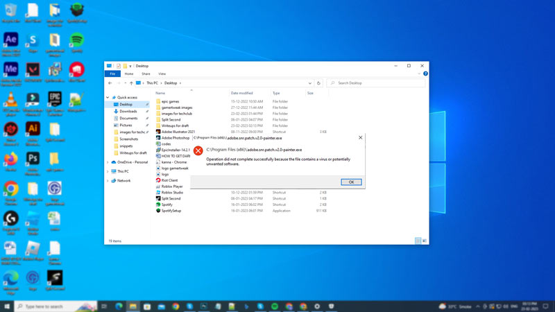 Fix Operation Did not complete successfully because the file contains a Virus' error