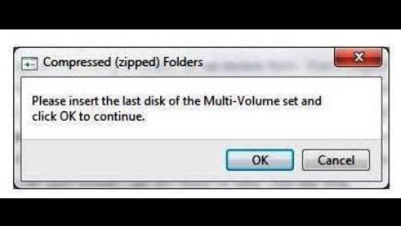 fix please insert the last disk of the multi-volume set and click ok to continue