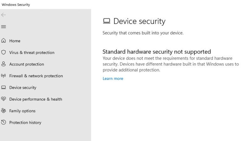 fix standard hardware security not supported error