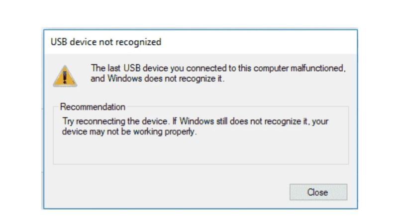 fix the last usb device you connected to this computer malfunctioned