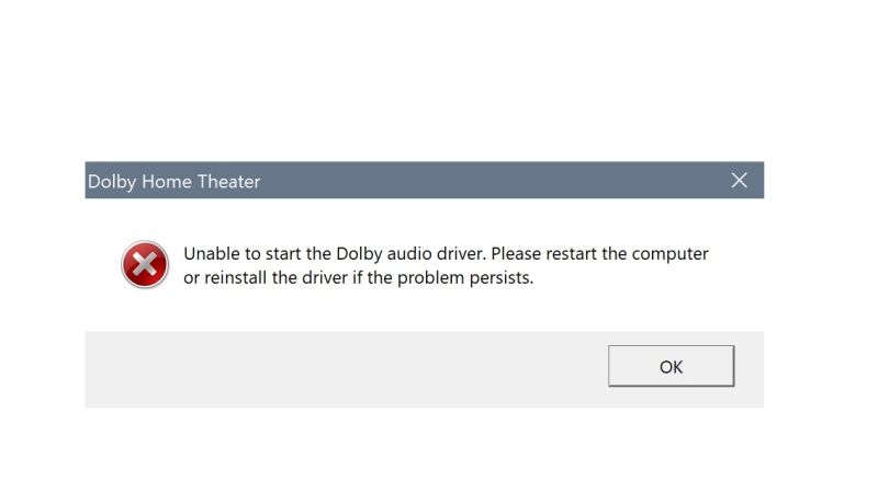 fix unable to start dolby audio driver error