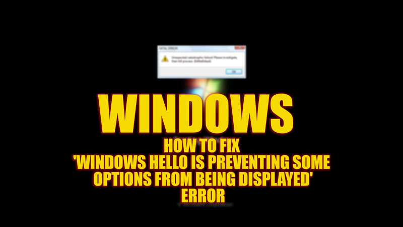 Fix Windows Hello is Preventing some option from being displayed' error