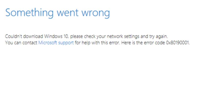 fix windows update error code 0x80190001