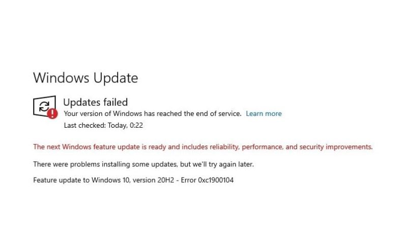 fix windows update error code 0xc1900104