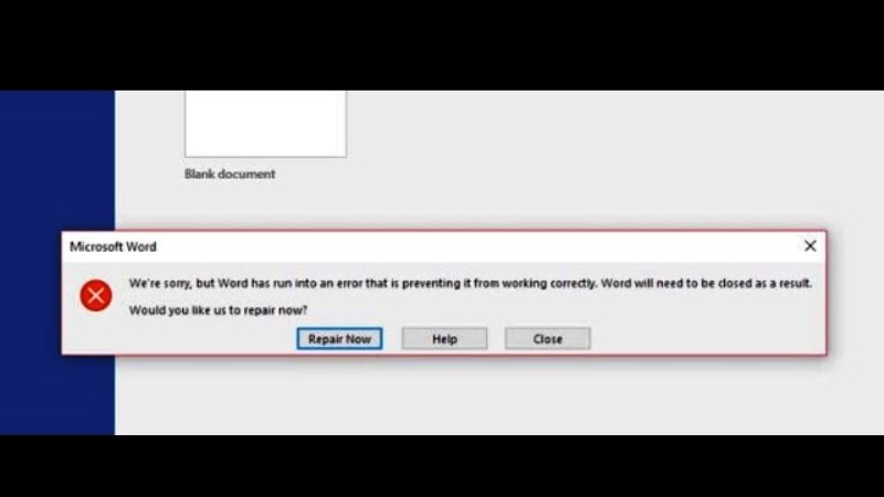 fix word has run into an error