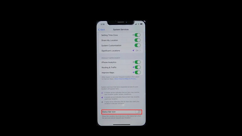 Get rid of the Hollow Arrow icon on iPhone