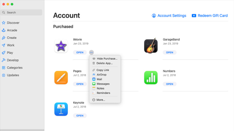 Hide App Store Purchase on Mac