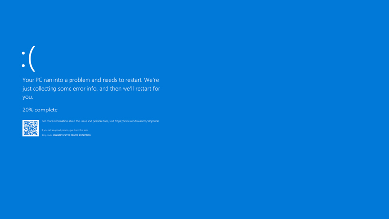 Fix: Registry Filter Driver Exception BSOD Error