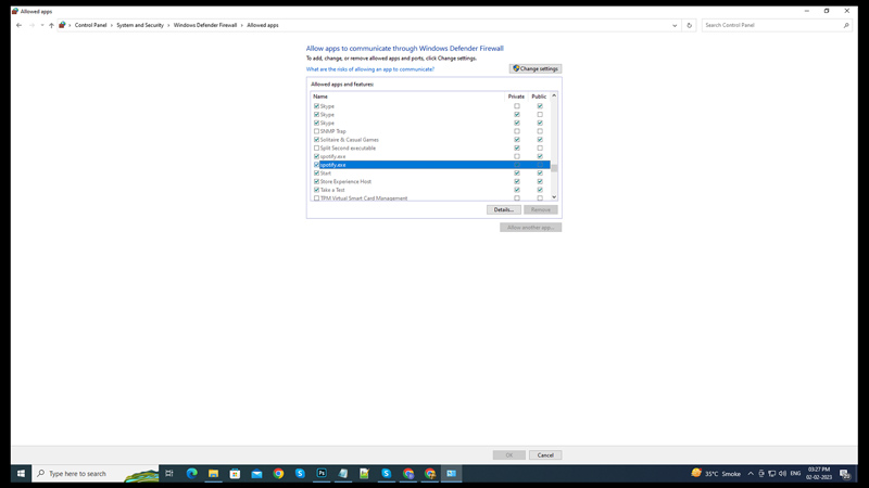 Remove Spotify from Firewall Blacklist to fix Error code 30