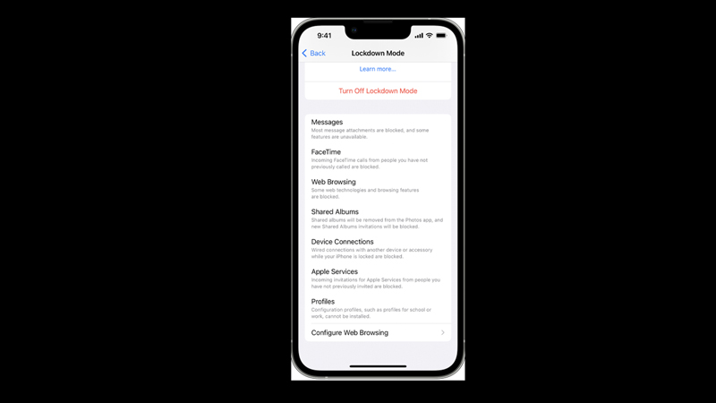 Turn on Lockdown mode on iPhone