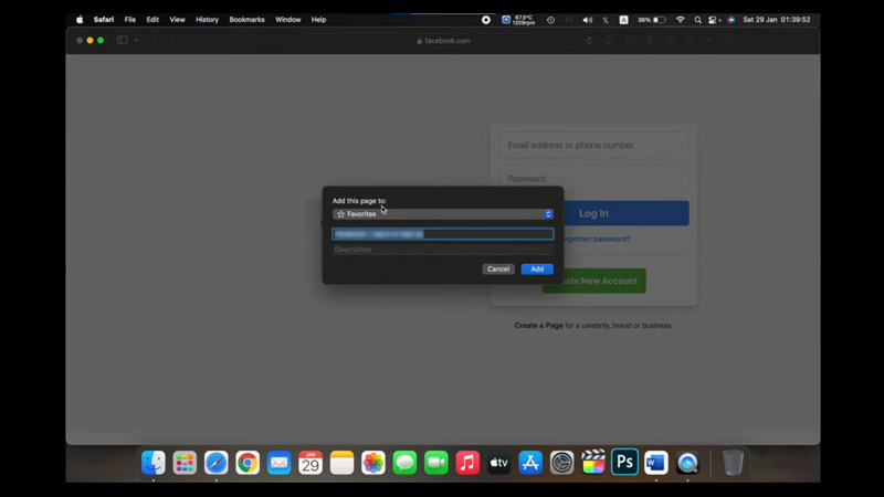 Favorite a website on Mac
