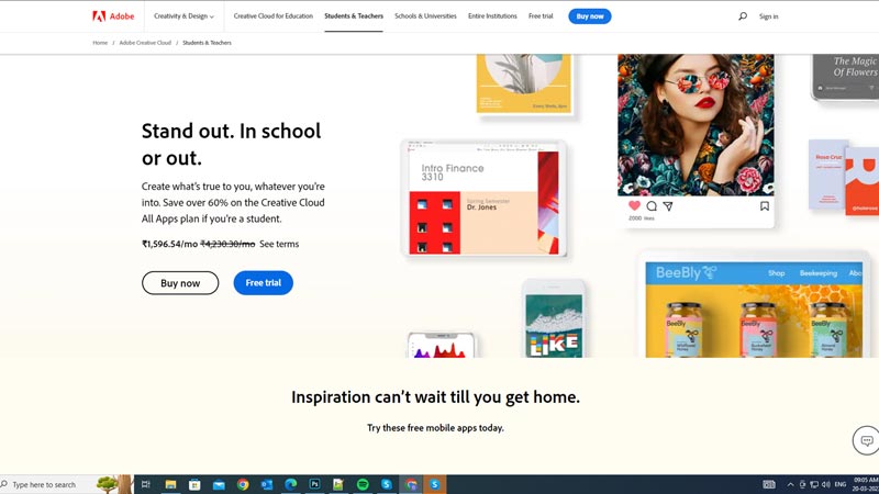 Adobe Creative Cloud student plan