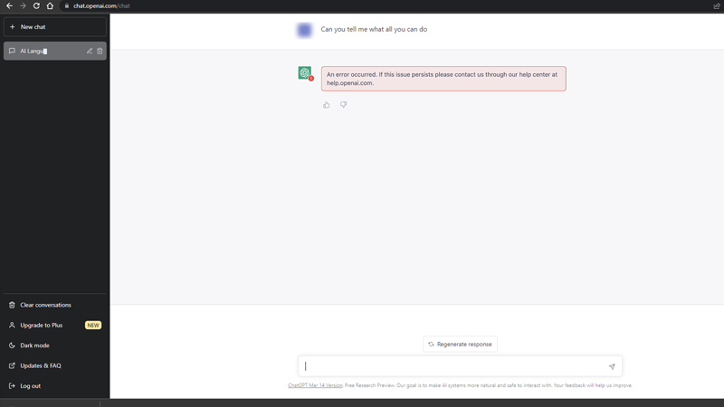 Fix: An error occured, please contact help.openai.com" error message 