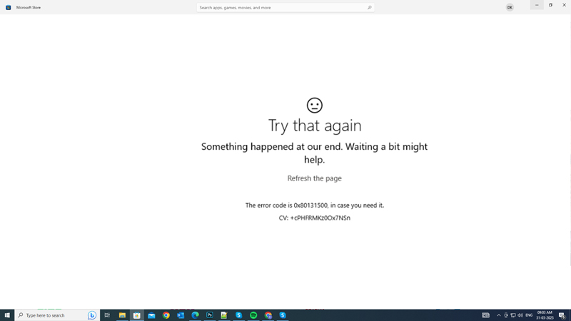 Fix Microsoft Store error code 0x800131500