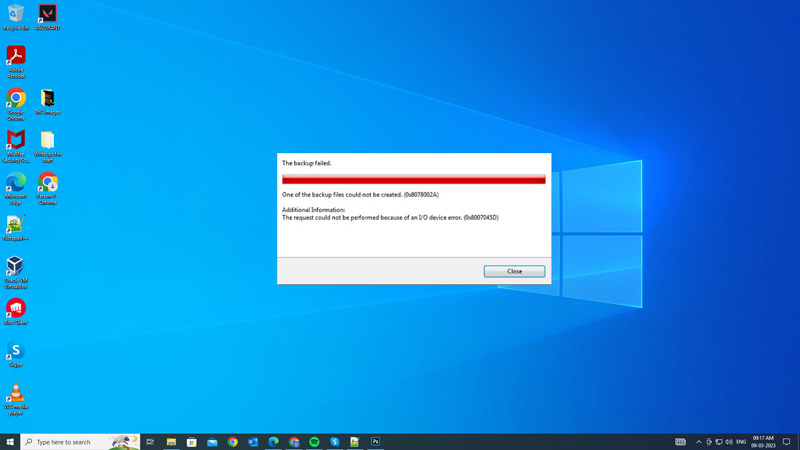 Fix: Windows Bcakup error code 0x8078002a