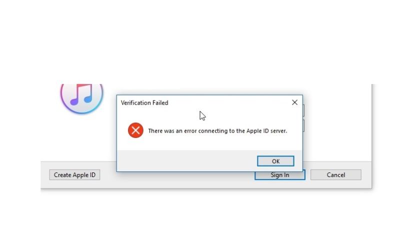 fix error connecting apple id server on windows 10