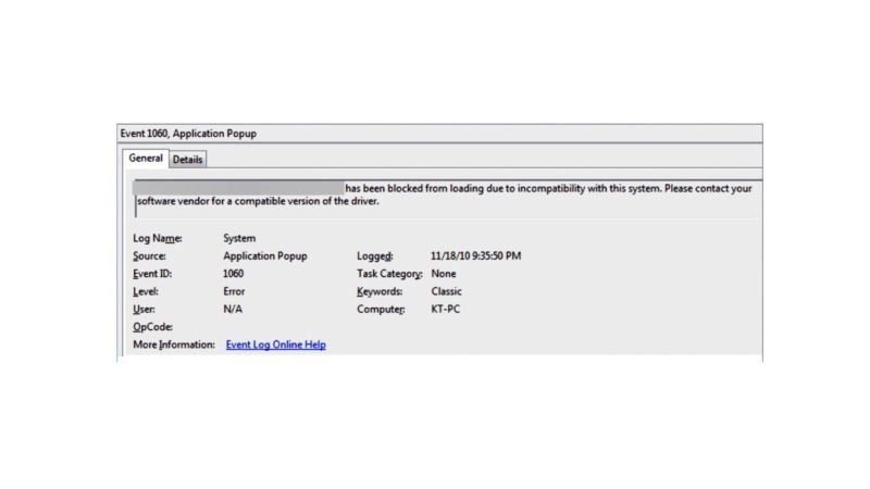fix event id 1060, this driver has been blocked from loading error