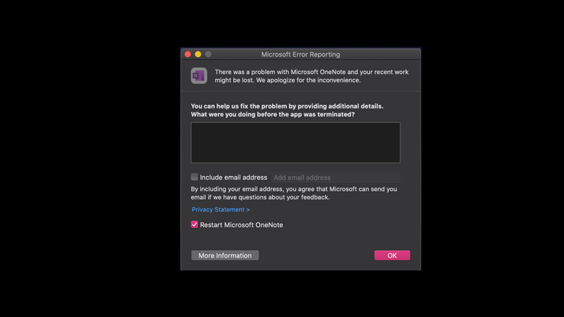 Fix the "Microsoft Error Reporting" issue on Mac