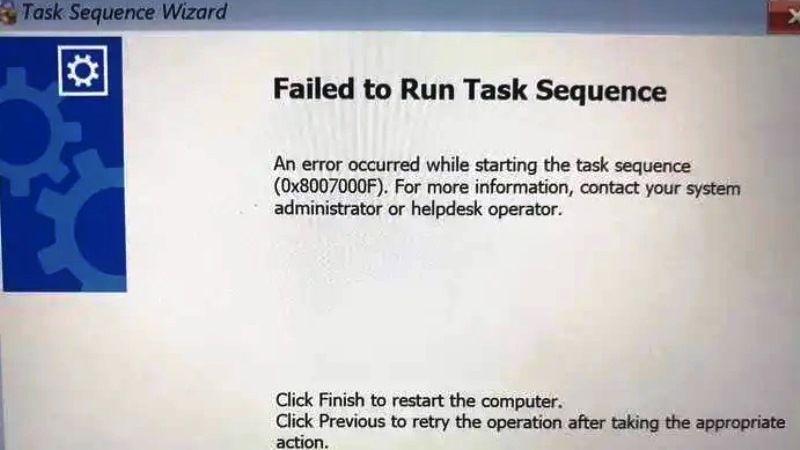 fix sccm failed to run task sequence 0x8007000F error