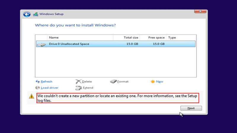 Fix: Windows "We Couldn't Create a New Partition" error