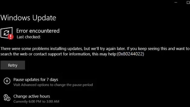 fix windows update error 0x80244022