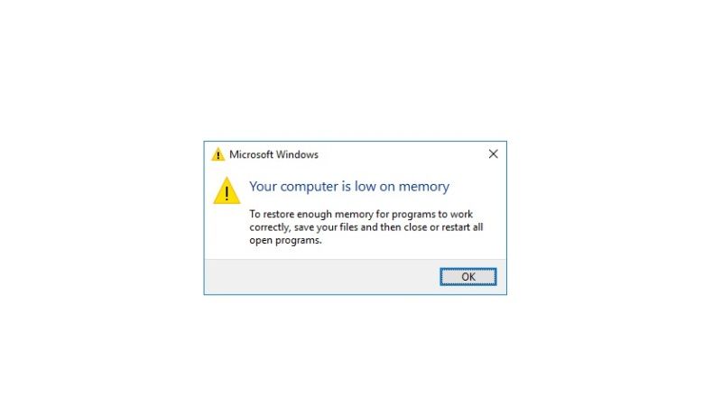 fix your computer is low on memory error