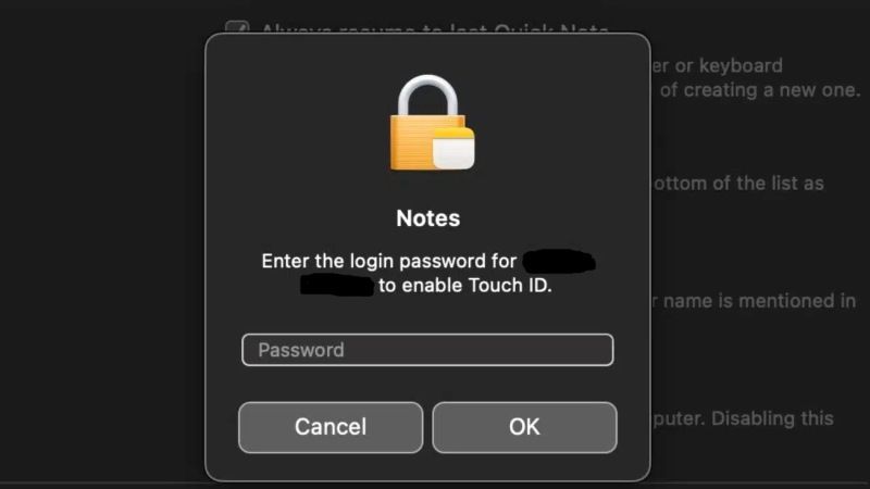 protect notes with touch id on macos ventura