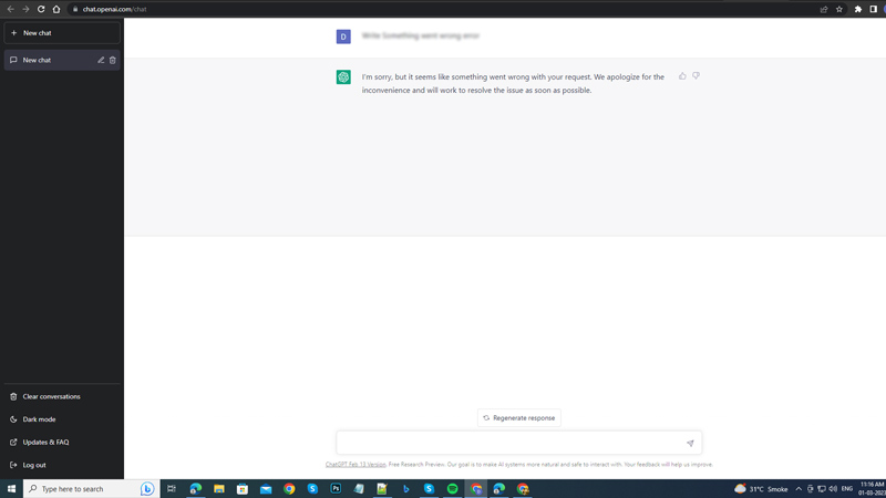 Fix "Something seems have gone wrong" error on ChatGPT