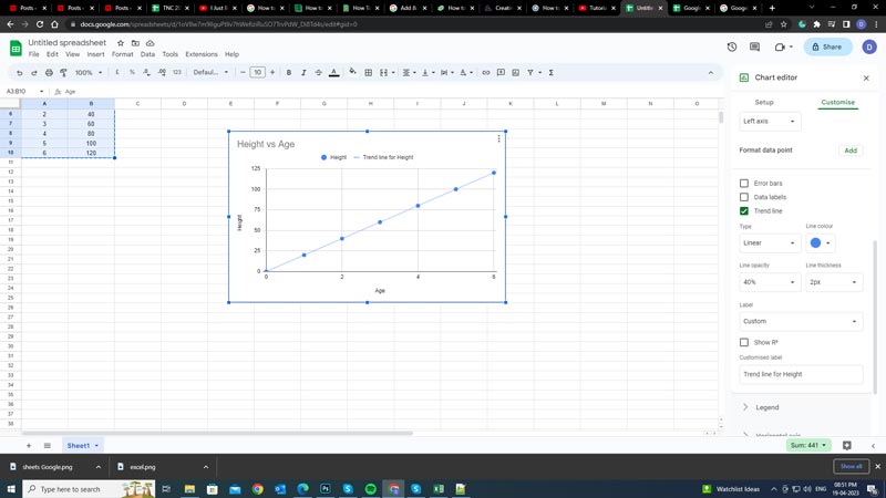 Google Sheets: How to Add Line of Best Fit - Enable Trendline