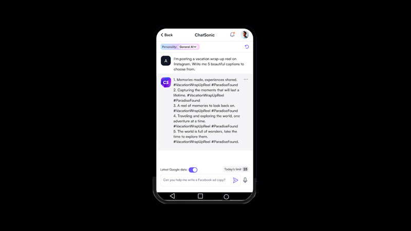 Chatsonic - Best ChatGPT like Android app
