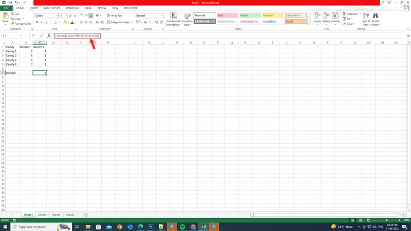 Excel: How to Count Unique Numbers
