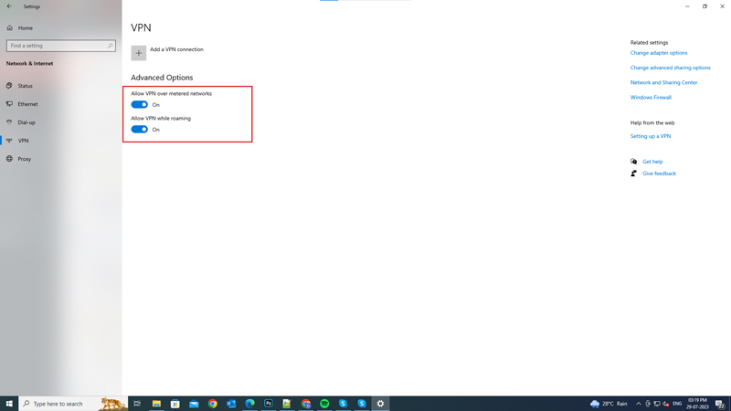 Fix Error Code 403 by disabling the VPN