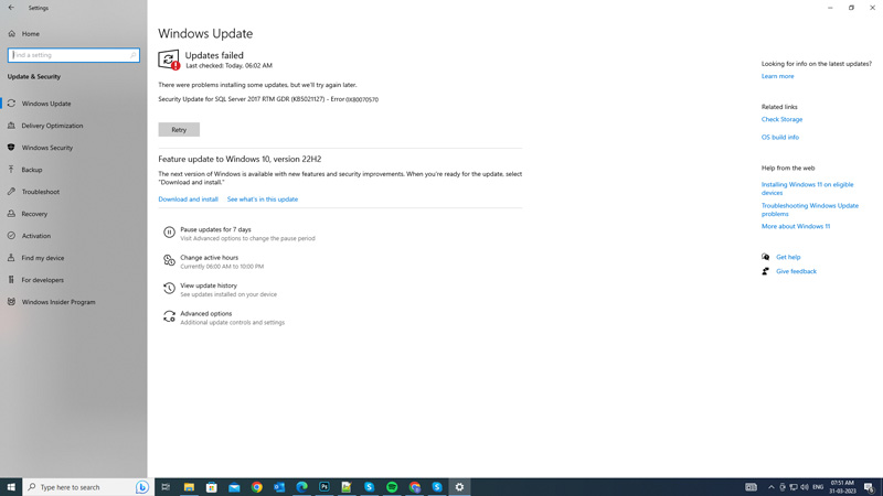 Fix: Windows Update Error 0x80070570 