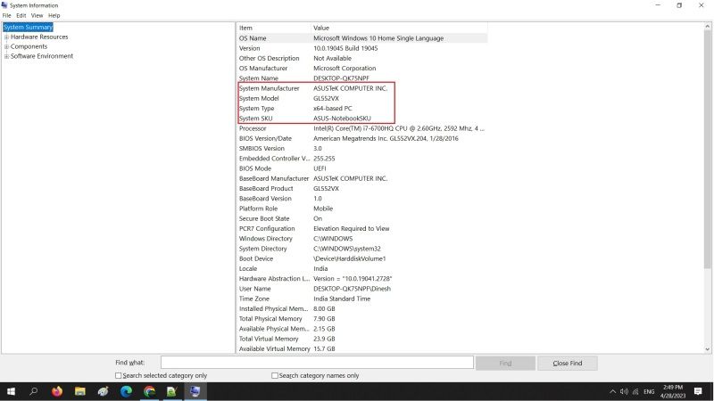 how to see what motherboard model you have