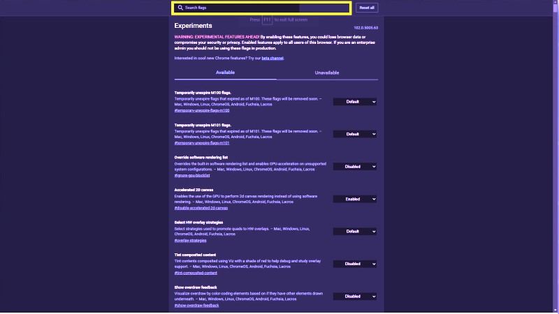 how to set chrome flags