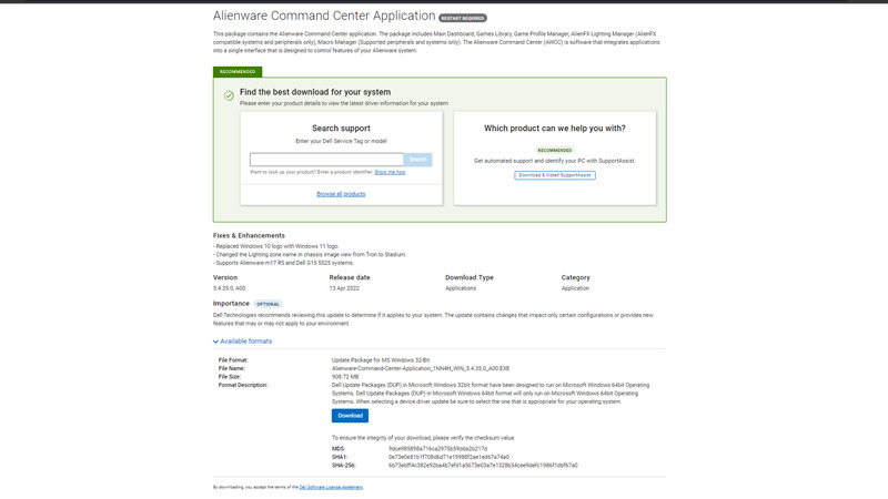 Install Alienware Command Center on Windows 11