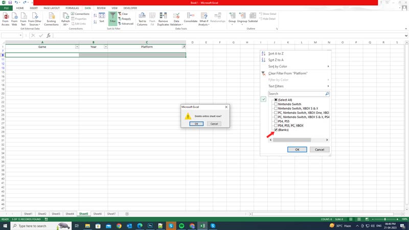 Excel: How to Remove Blank Rows