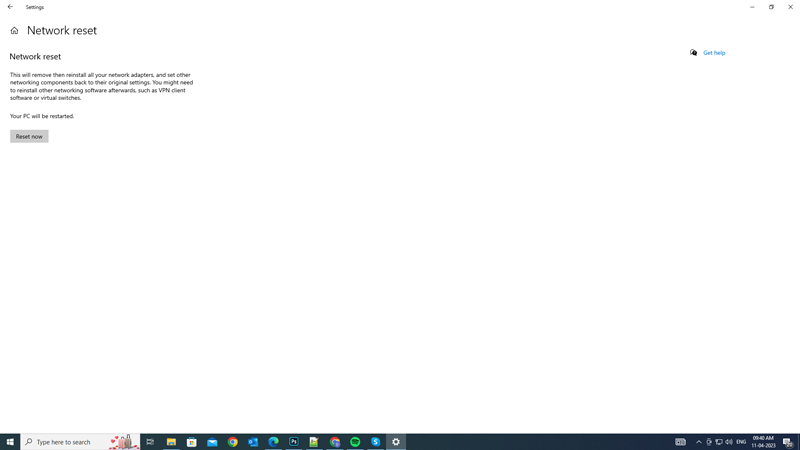 Reset network settings
